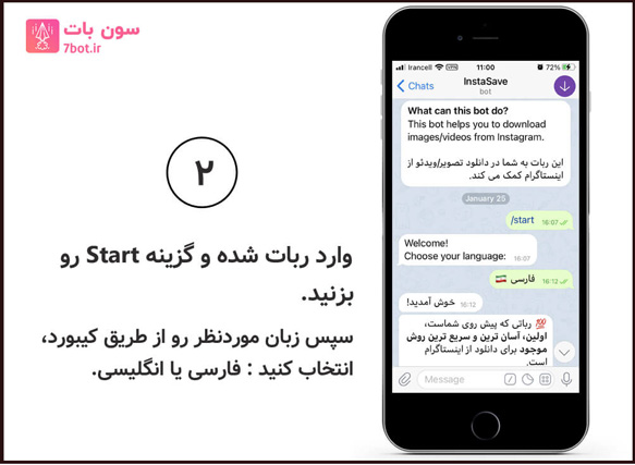 وارد ربات شده، گزینه Start رو بزنید.