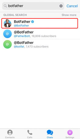 botfather را جستجو کنید