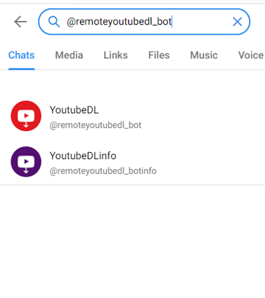 نام ربات remoteyoutubedl_bot را جستجو کنید