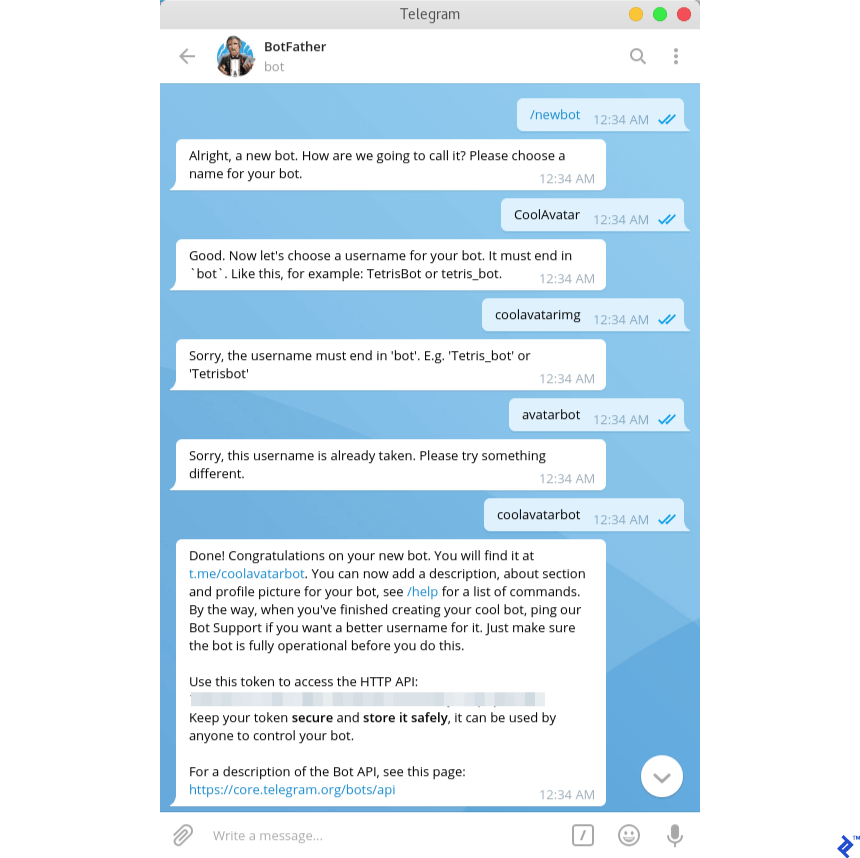 ساختن ربات در Botfather