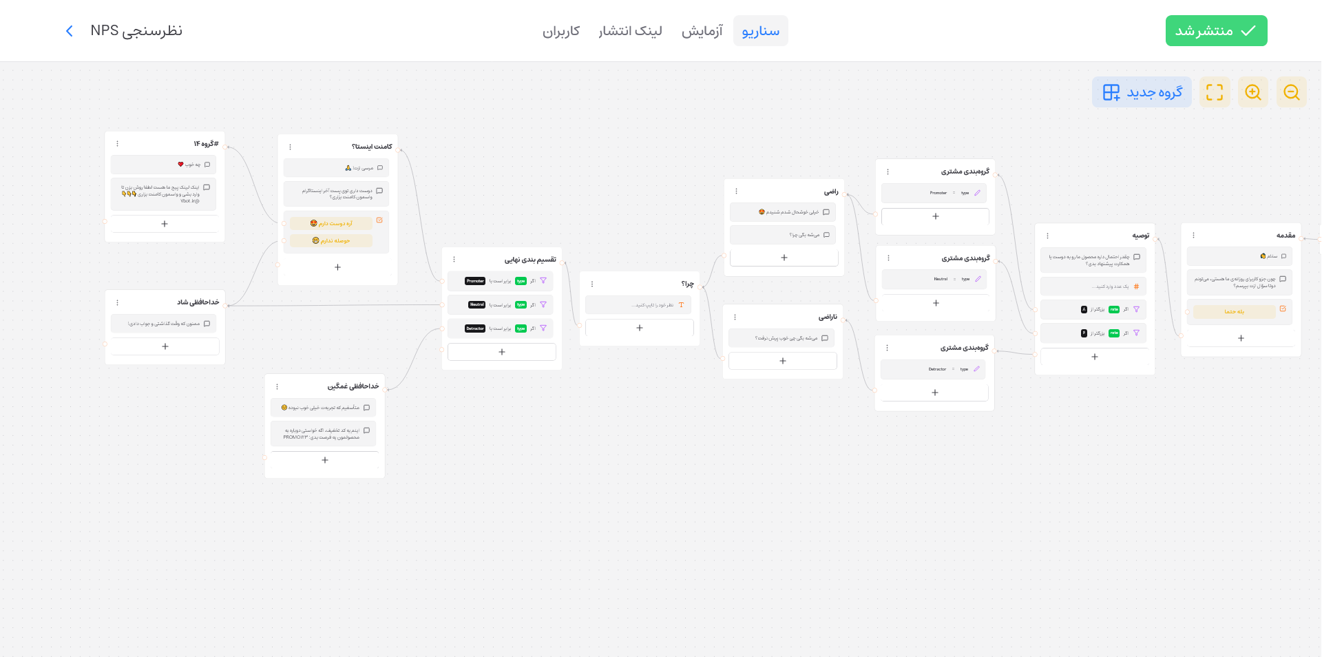 An example of a NPS survey bot being built in 7bot